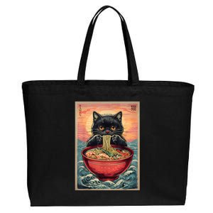 Kawaii Cat Anime Cat Ramen Graphic Japanese Cotton Canvas Jumbo Tote