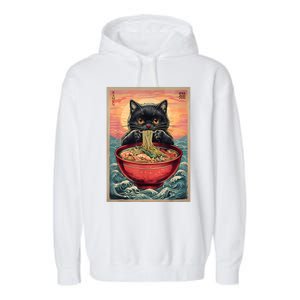 Kawaii Cat Anime Cat Ramen Graphic Japanese Garment-Dyed Fleece Hoodie