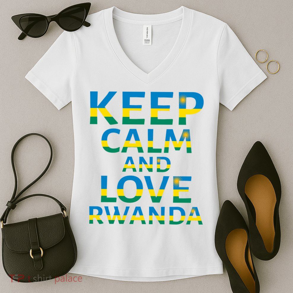 Keep Calm And Love Rwanda Women's V-Neck T-Shirt