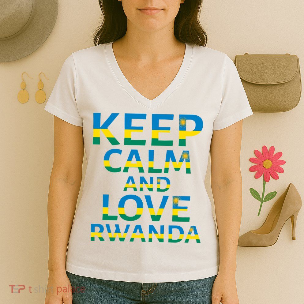 Keep Calm And Love Rwanda Women's V-Neck T-Shirt