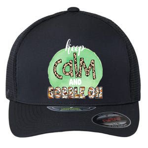 Keep Calm And Gobble On Fall Holiday Flexfit Unipanel Trucker Cap