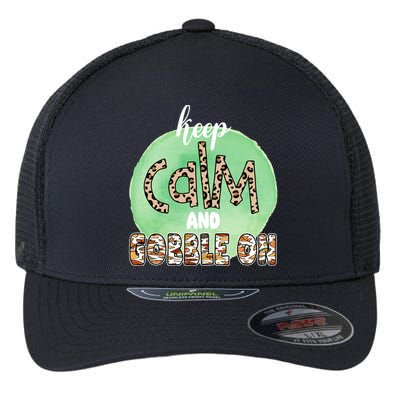 Keep Calm And Gobble On Fall Holiday Flexfit Unipanel Trucker Cap