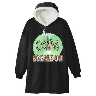 Keep Calm And Gobble On Fall Holiday Hooded Wearable Blanket
