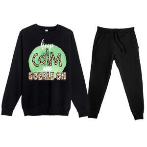 Keep Calm And Gobble On Fall Holiday Premium Crewneck Sweatsuit Set