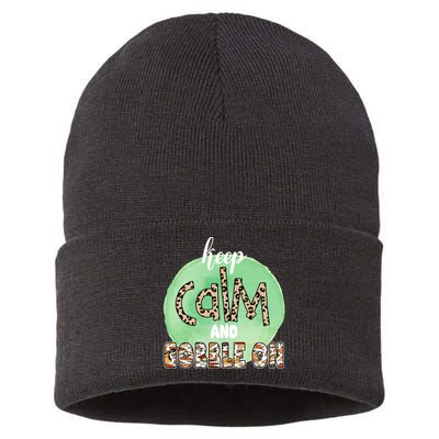Keep Calm And Gobble On Fall Holiday Sustainable Knit Beanie