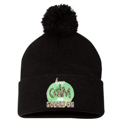 Keep Calm And Gobble On Fall Holiday Pom Pom 12in Knit Beanie