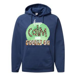 Keep Calm And Gobble On Fall Holiday Performance Fleece Hoodie