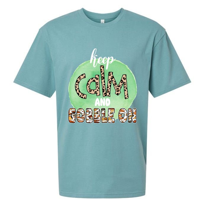 Keep Calm And Gobble On Fall Holiday Sueded Cloud Jersey T-Shirt
