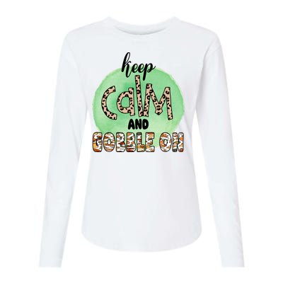 Keep Calm And Gobble On Fall Holiday Womens Cotton Relaxed Long Sleeve T-Shirt