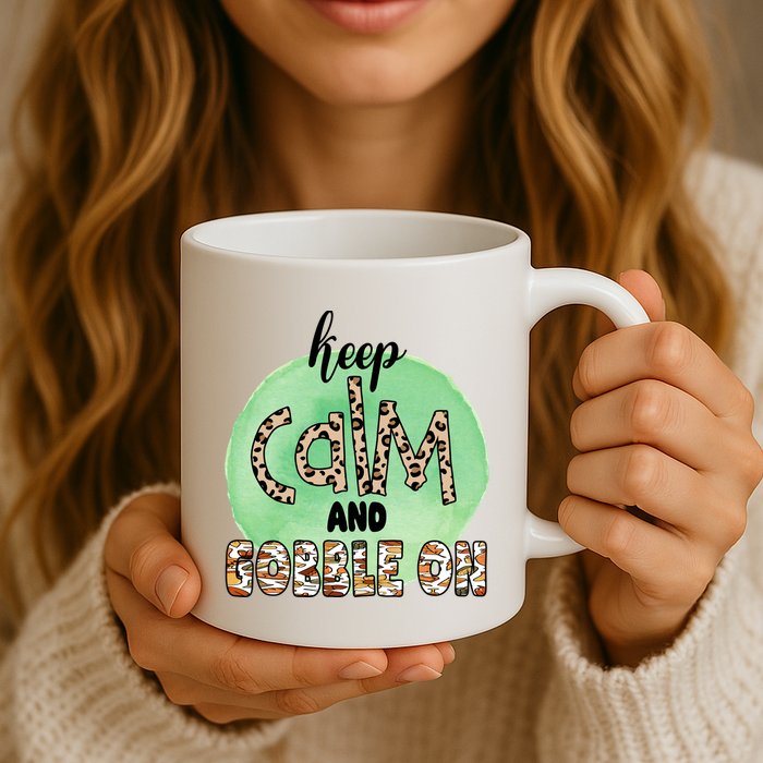 Keep Calm And Gobble On Fall Holiday Mug