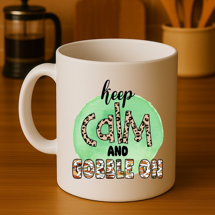 Keep Calm And Gobble On Fall Holiday Mug