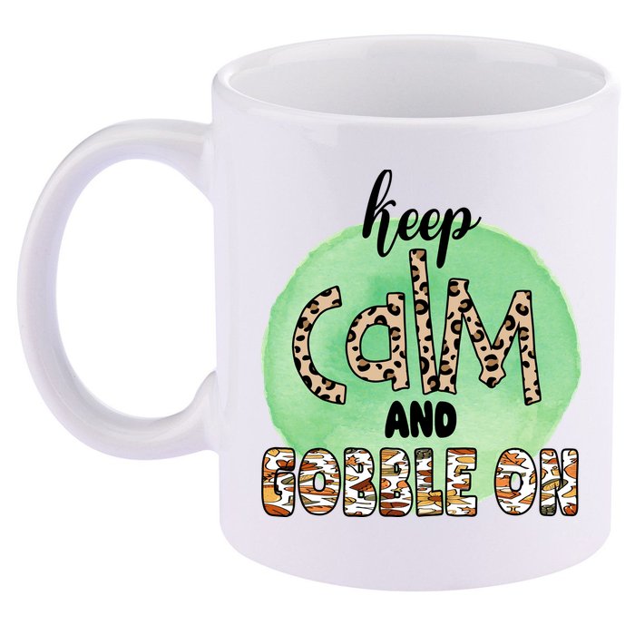 Keep Calm And Gobble On Fall Holiday 11oz C Handle Ceramic Mug