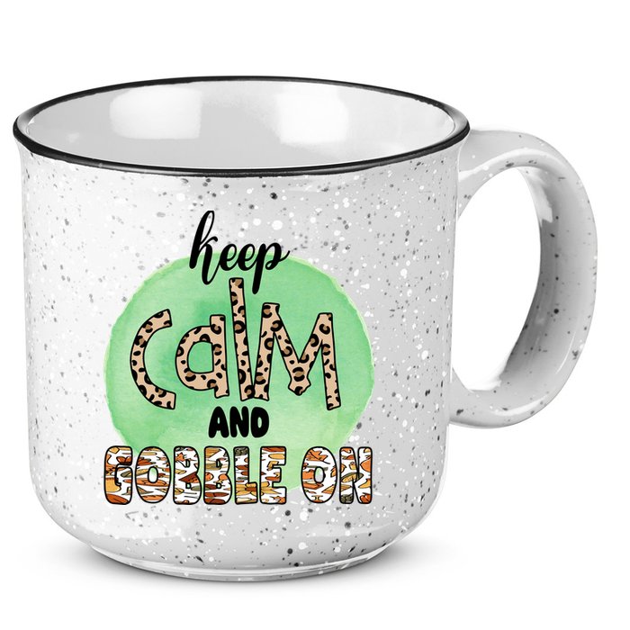 Keep Calm And Gobble On Fall Holiday 15oz Campfire Ceramic Mug