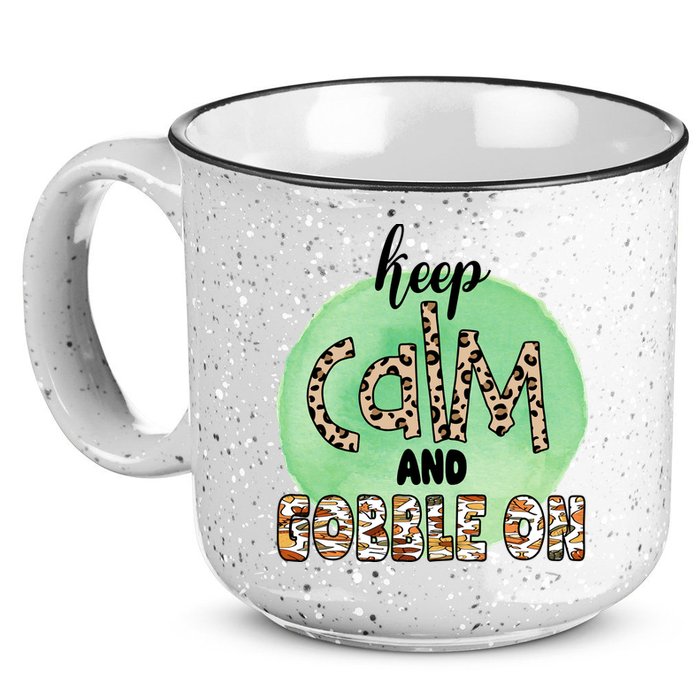 Keep Calm And Gobble On Fall Holiday 15oz Campfire Ceramic Mug