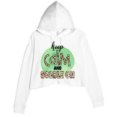 Keep Calm And Gobble On Fall Holiday Crop Fleece Hoodie