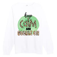 Keep Calm And Gobble On Fall Holiday Premium Crewneck Sweatshirt