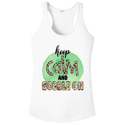 Keep Calm And Gobble On Fall Holiday Ladies PosiCharge Competitor Racerback Tank