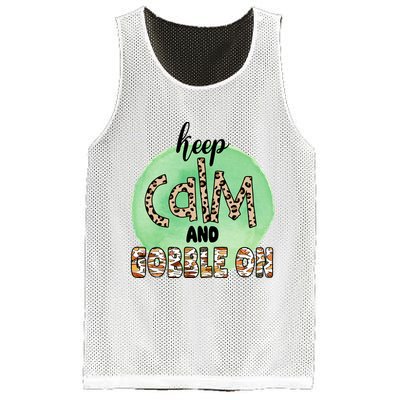 Keep Calm And Gobble On Fall Holiday Mesh Reversible Basketball Jersey Tank