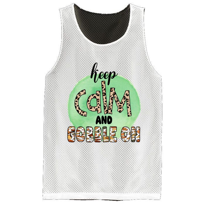 Keep Calm And Gobble On Fall Holiday Mesh Reversible Basketball Jersey Tank