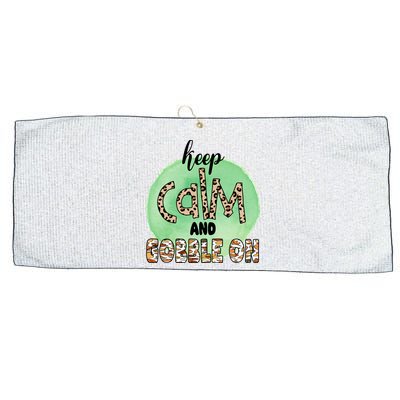 Keep Calm And Gobble On Fall Holiday Large Microfiber Waffle Golf Towel