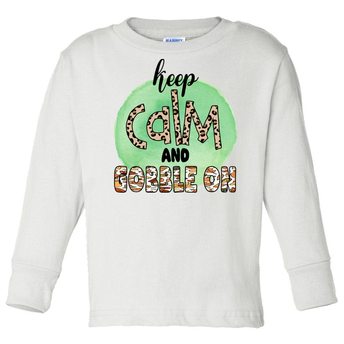 Keep Calm And Gobble On Fall Holiday Toddler Long Sleeve Shirt