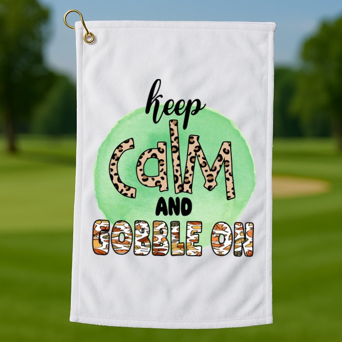 Keep Calm And Gobble On Fall Holiday Golf Towel