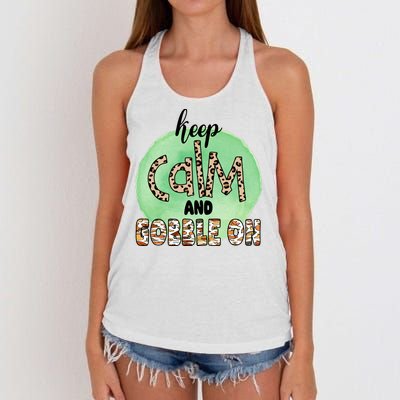 Keep Calm And Gobble On Fall Holiday Women's Knotted Racerback Tank