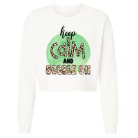 Keep Calm And Gobble On Fall Holiday Cropped Pullover Crew