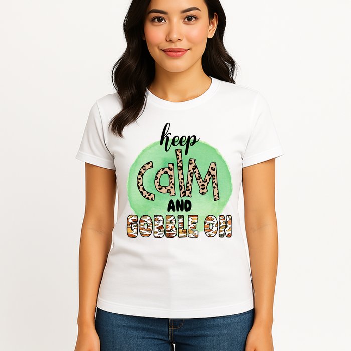 Keep Calm And Gobble On Fall Holiday Womens T-Shirt