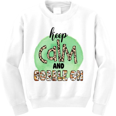 Keep Calm And Gobble On Fall Holiday Kids Sweatshirt