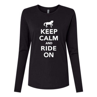 Keep Calm And Ride On Gift Womens Cotton Relaxed Long Sleeve T-Shirt