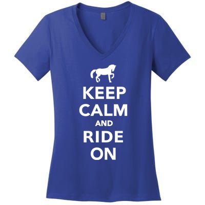 Keep Calm And Ride On Gift Women's V-Neck T-Shirt