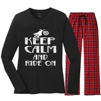 Keep Calm And Ride On Cool Gift For Dirt Biker Women's Long Sleeve Flannel Pajama Set 