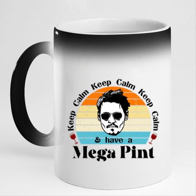 Keep Calm And Have A Mega Pint Johnny Depp Funny 11oz Black Color Changing Mug