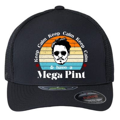 Keep Calm And Have A Mega Pint Johnny Depp Funny Flexfit Unipanel Trucker Cap