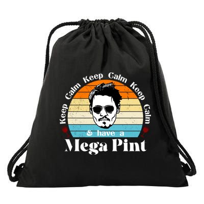 Keep Calm And Have A Mega Pint Johnny Depp Funny Drawstring Bag