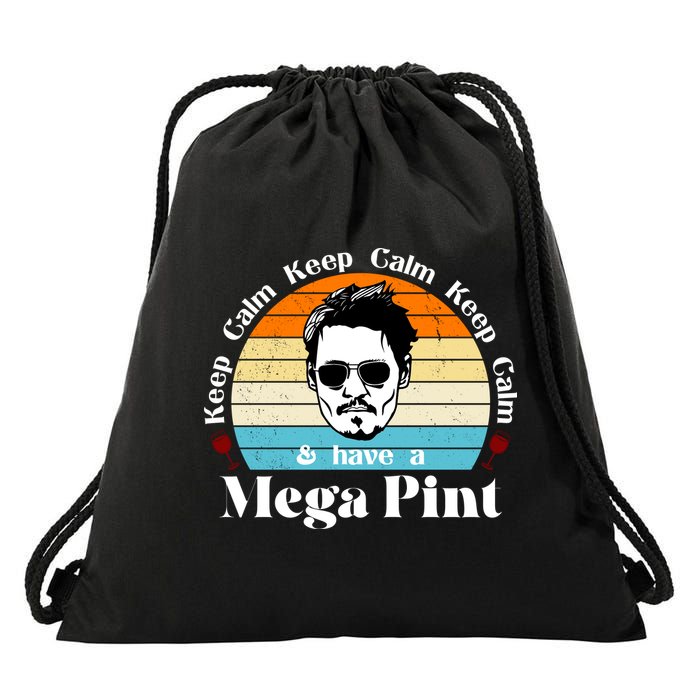 Keep Calm And Have A Mega Pint Johnny Depp Funny Drawstring Bag