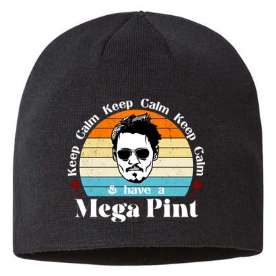 Keep Calm And Have A Mega Pint Johnny Depp Funny Sustainable Beanie