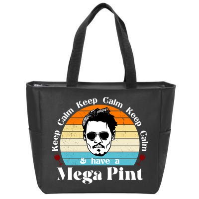 Keep Calm And Have A Mega Pint Johnny Depp Funny Zip Tote Bag