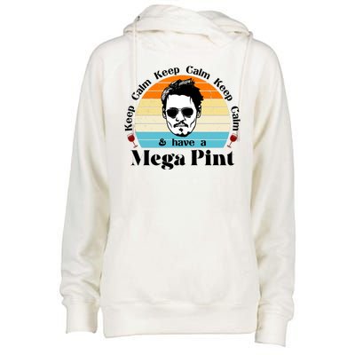 Keep Calm And Have A Mega Pint Johnny Depp Funny Womens Funnel Neck Pullover Hood