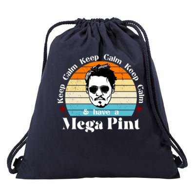 Keep Calm And Have A Mega Pint Johnny Depp Funny Drawstring Bag