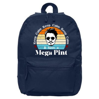 Keep Calm And Have A Mega Pint Johnny Depp Funny 16 in Basic Backpack