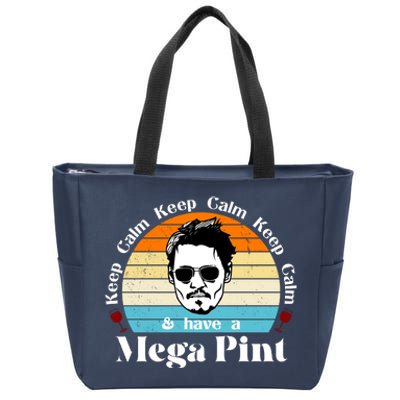 Keep Calm And Have A Mega Pint Johnny Depp Funny Zip Tote Bag