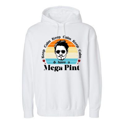 Keep Calm And Have A Mega Pint Johnny Depp Funny Garment-Dyed Fleece Hoodie