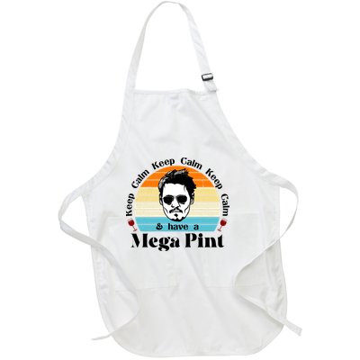 Keep Calm And Have A Mega Pint Johnny Depp Funny Full-Length Apron With Pockets