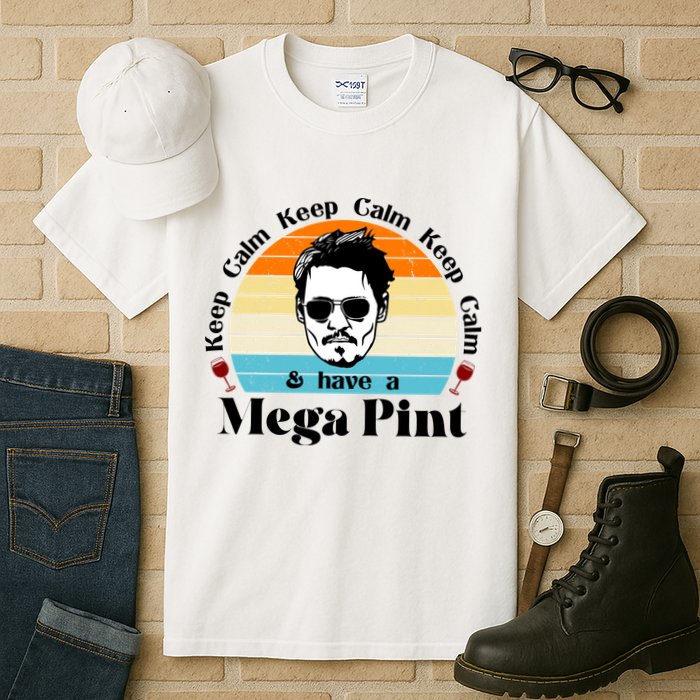 Keep Calm And Have A Mega Pint Johnny Depp Funny Tall T-Shirt