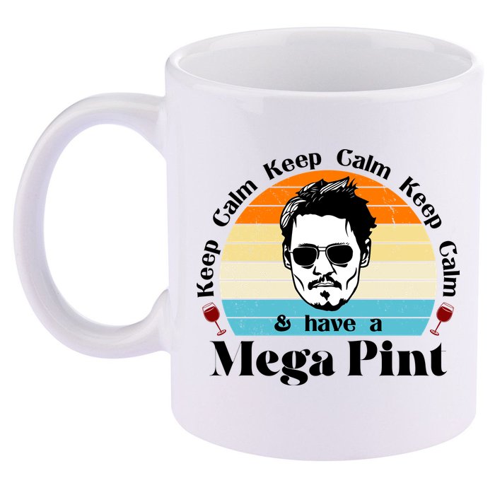 Keep Calm And Have A Mega Pint Johnny Depp Funny 11oz C Handle Ceramic Mug