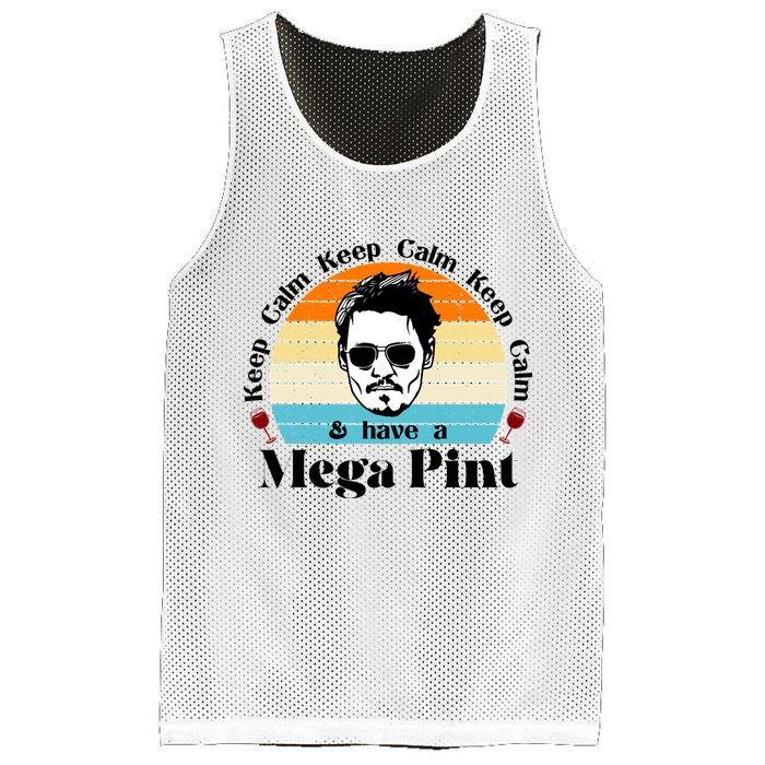 Keep Calm And Have A Mega Pint Johnny Depp Funny Mesh Reversible Basketball Jersey Tank