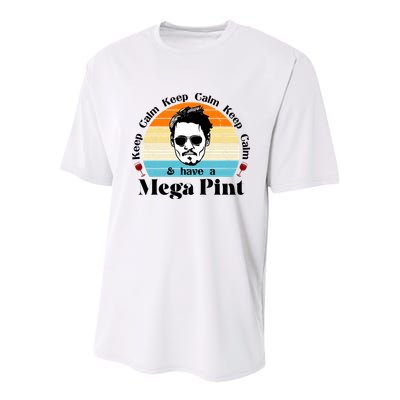Keep Calm And Have A Mega Pint Johnny Depp Funny Youth Performance Sprint T-Shirt