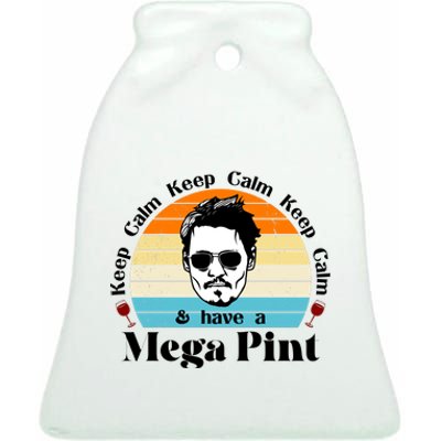 Keep Calm And Have A Mega Pint Johnny Depp Funny Ceramic Bell Ornament